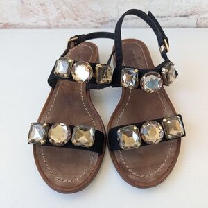 Kate Spade Black Sandals with Gold Accents